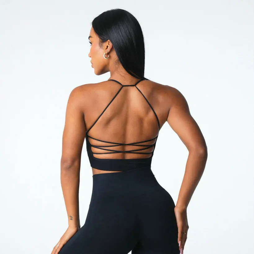 Sutiã Esportivo Push Up Sem Costura para Mulheres, Top de Ginásio, Vestuário de Yoga, Cross Back, Corrida, Fitness, Crop Top, Sutiã Shockproof Workout