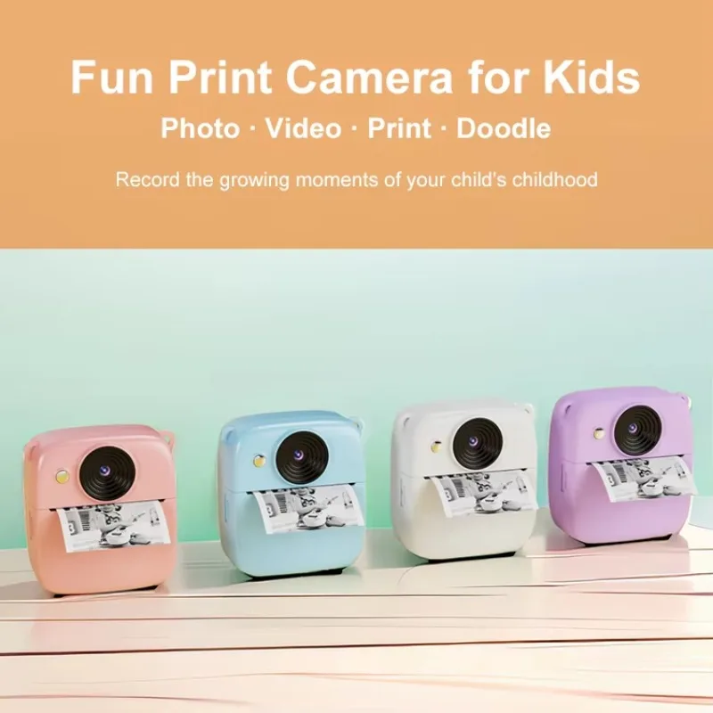 子供用インスタントプリントデジタルカメラセット,1080p,2.0インチ画面,ズーム,ビデオ,写真,誕生日,フェスティバルギフト,おもちゃ,子供用