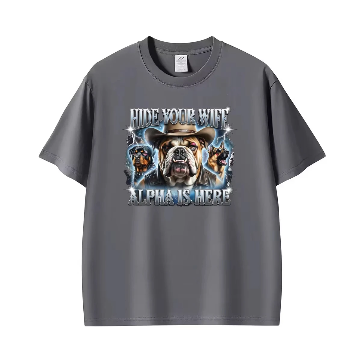 Hide Your Wife The Alpha Is Here Cringe Dog Funny Meme T-shirts Men's Women Hot Sale T-shirt Cotton Oversized T Shirt Streetwear