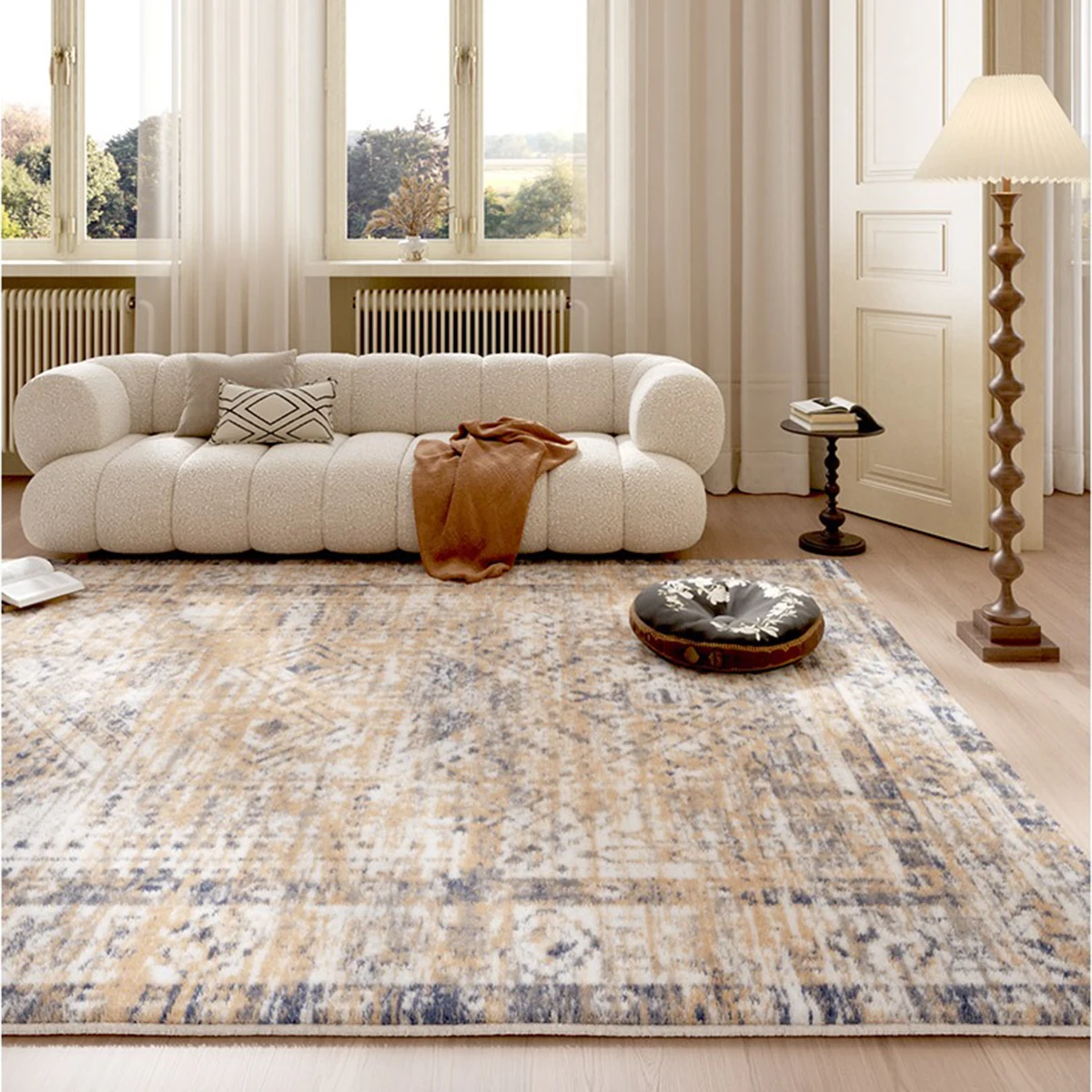 Vintage Distressed Persian Living Room Large Area Carpet Easy Clean Machine-washable Rug Soft Plush Bedroom Mat Home Decoration