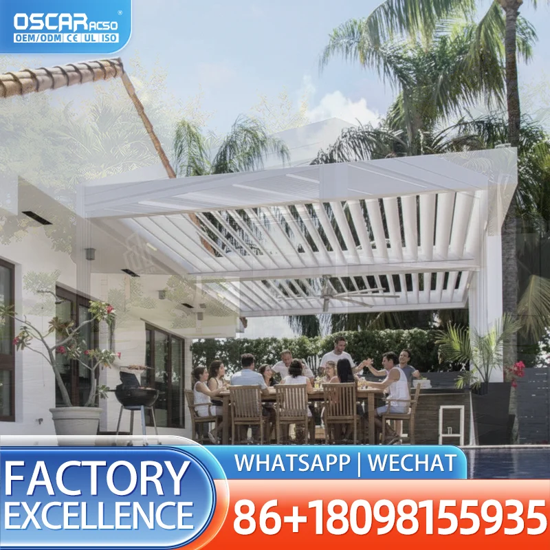 Outdoor Patio Pergola Solar Powered Gazebo Sun Shade Shelter Garden Deck Backyard Poolside Lawn USA Europe Weather Resistant Mod