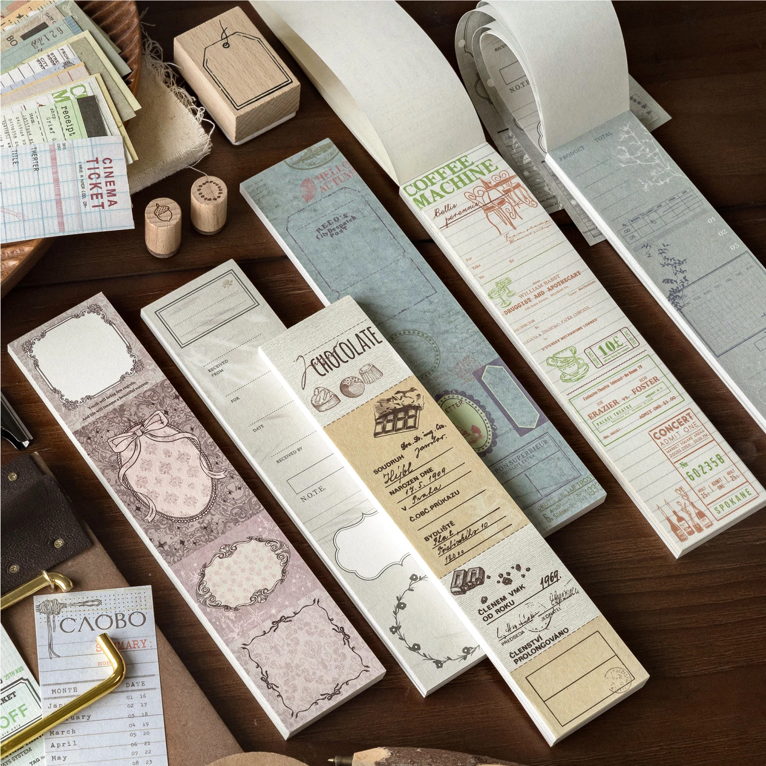 Vintage Lange Streifen-Haftnotizen mit Hohem Ästhetischem Wert, Nicht-Klebend, für Collage, Salt-Style Journaling-Materialien, Hintergrundpapier