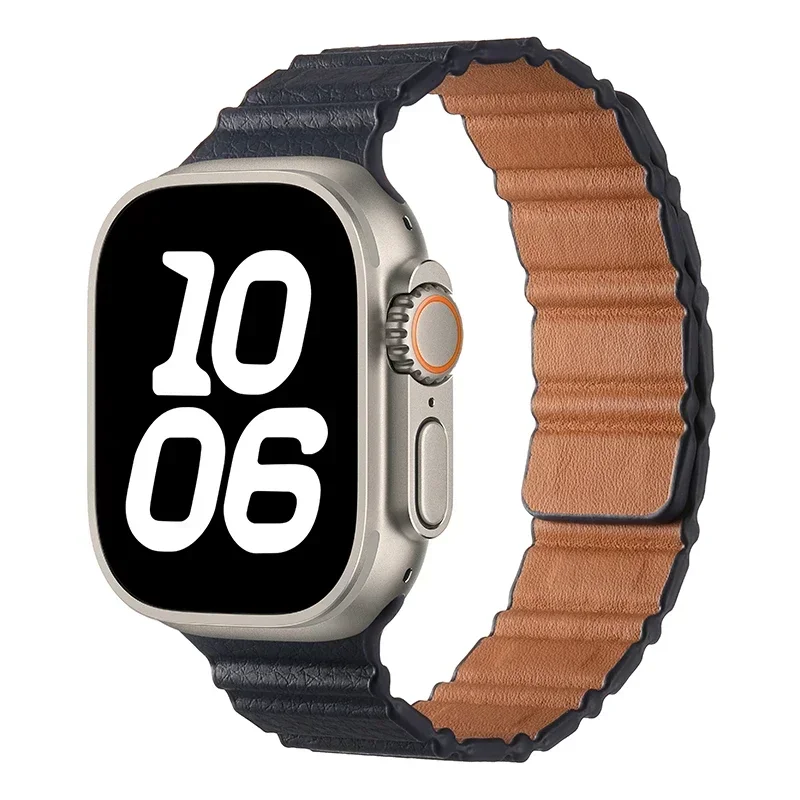 Skórzany pasek do Apple Watch Band 40mm 41mm 42mm 44mm 45mm 49mm Bransoleta magnetyczna iWatch Ultar 2 3 6 7 8 9 SE 10 42mm 46mm