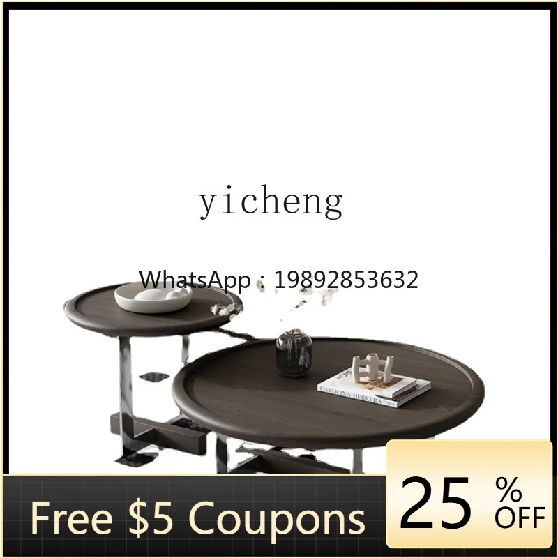 

Modern Light Luxury Coffee Table Simple Solid Wood Living Room Home Minimalist Small Apartment round