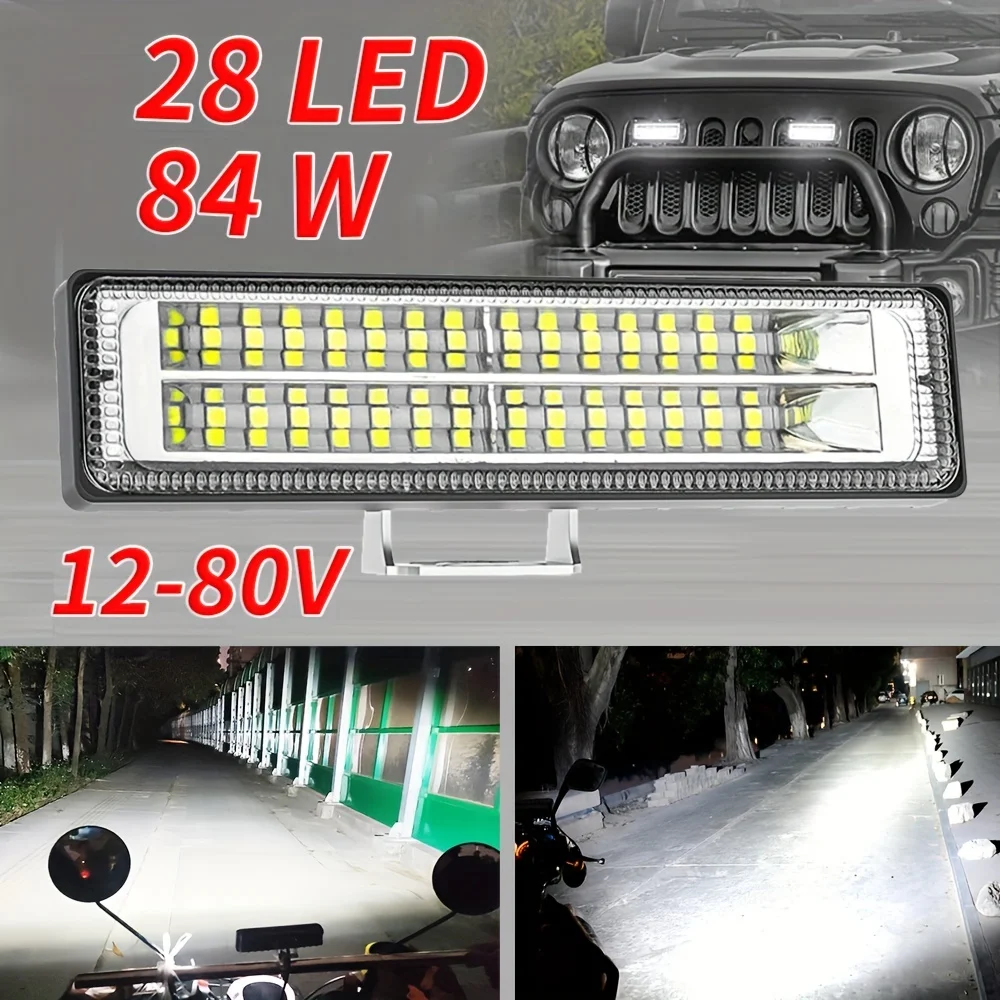 

1PC 28LED 84W Work Light Bar 9-80V Flood Lamp Driving Fog Offroad LED Work Car Light For Ford Toyota SUV 4WD Led Beams
