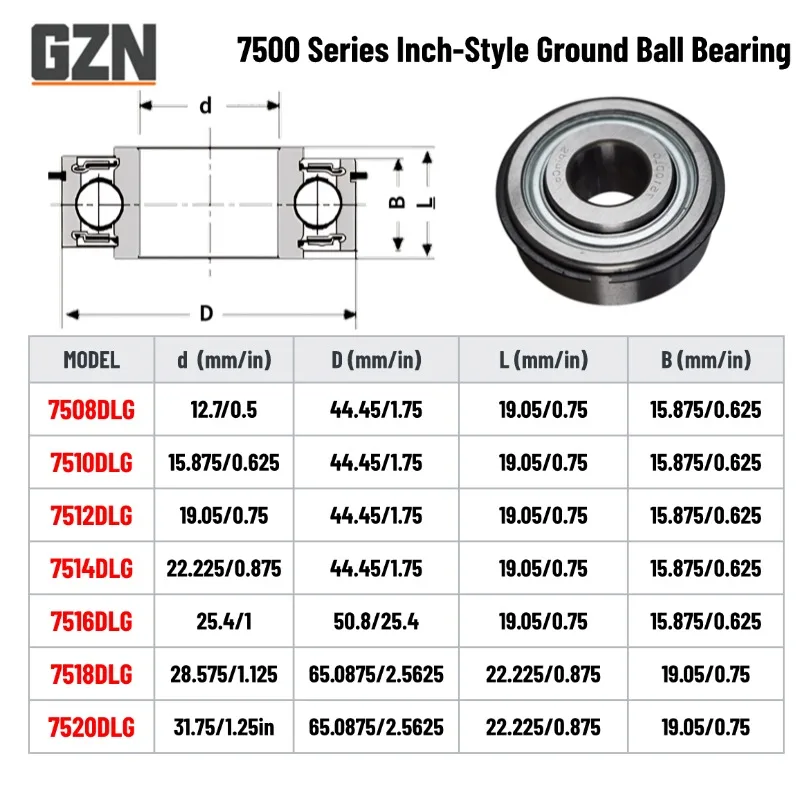 1PCS 7508DLG 7510 7512 7514 7516 7518 7520DLG 7500 Series Inch-Style Ground Ball Bearings With a Snap Ring Groove