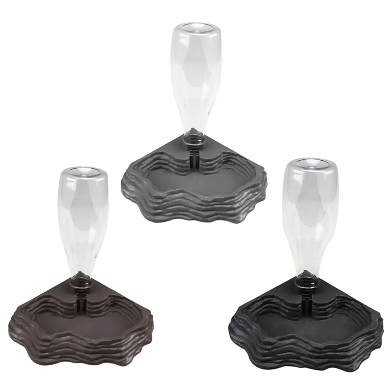 Alimentador automático reptiles, cuenco agua para lagartos, plato esquinero para tortugas, botella dispensadora agua