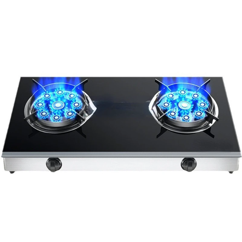 Fierce Fire Kitchen Gas Cooker Household Doube Cooktop Desktop Gas Stove Natural Liquefied Gas Timing Stove