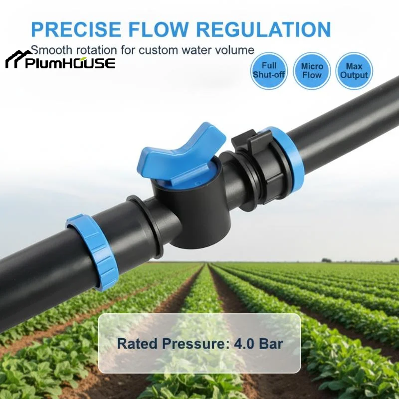 10Pcs 25/28/32mm Layflat Hose Bypass Shut Off Valve Water Flow Control Connector Farm Greenhouse Drip Irrigation System Fitting