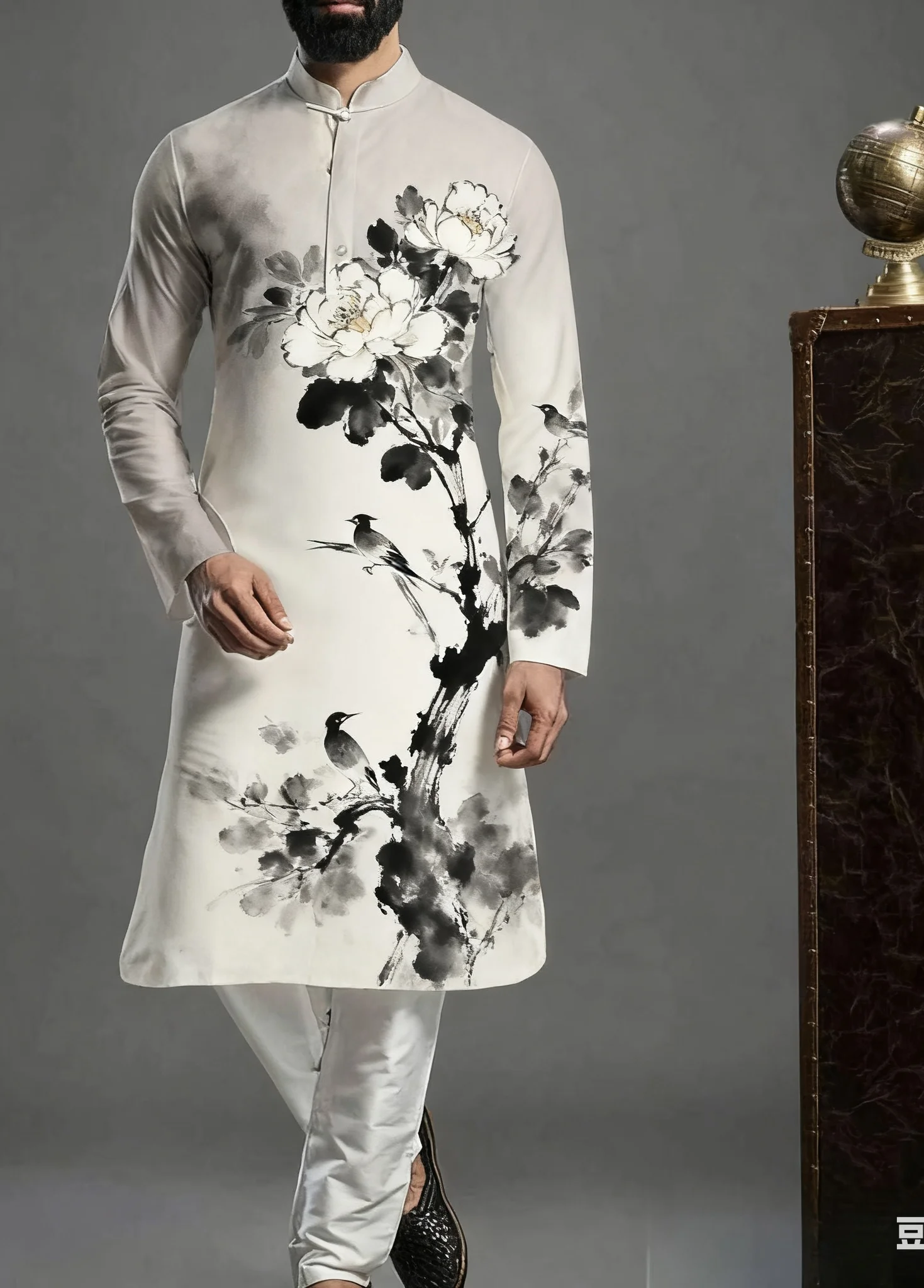 Men's Digital Print Kurta - Casual Style - close-up view