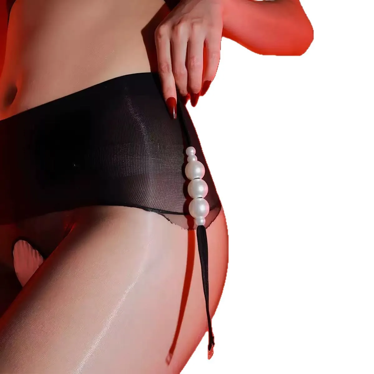 Nuevas Medias de Malla Negra con Diseño de Perlas, Abertura en la Entrepierna, Ultrafinas, Brillantes y Sedosas, Sin Desprendimiento, para Mujer
