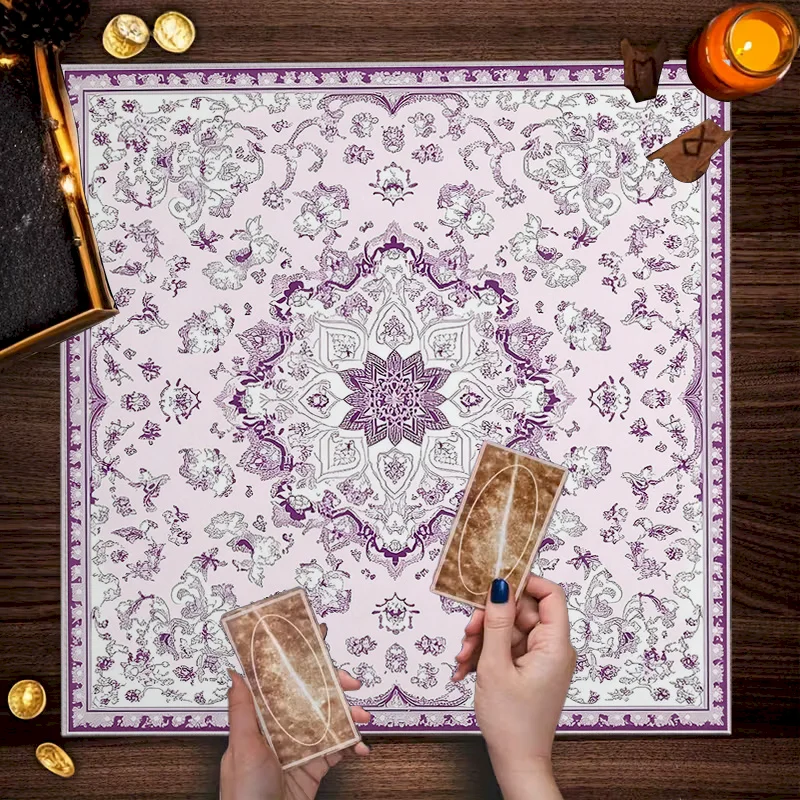 VIKAMA Retro Purple Mandala Flower Mahjong Game Mat Anti slip Acoustic Wear resistant Table Mat Home Decoration