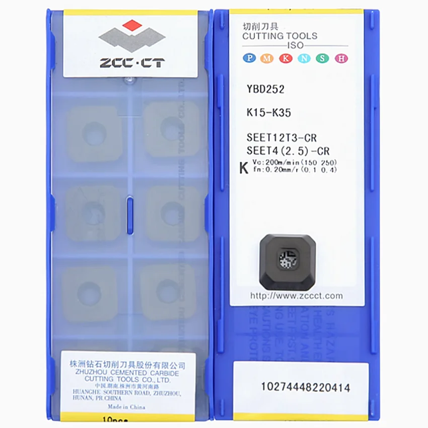 

SEET12T3-CR YBD252/SEET12T3-CR YBD152/SEET12T3-CR YBG202 ZCC.CT SEET12T3-CR CNC blade carbide inserts milling inserts 10pcs/box