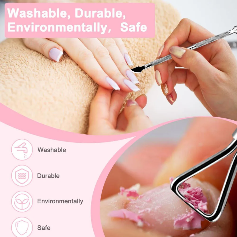 ที่ดันหนังกำพร้าเล็บ 2 ชิ้น แบบสองด้าน สำหรับทำความสะอาดหนังกำพร้าและผิวหนังที่ตายแล้ว ใช้กับยาทาเล็บ UV สำหรับทำความสะอาดและดูแลเล็บ ใช้สำหรับการทำเล็บและเตรียมผิวสำหรับการบำรุงเล็บ