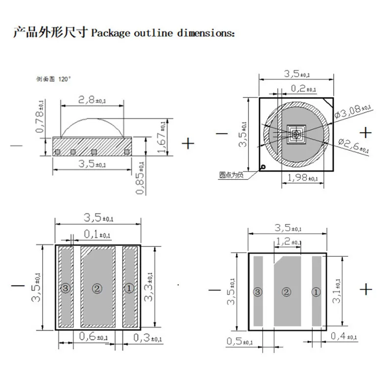 100pcs 3W LED SMD3535 chip UV Lamp high power Purple flash light 365 380 390 395 410 420 430nm Ceramic substrate