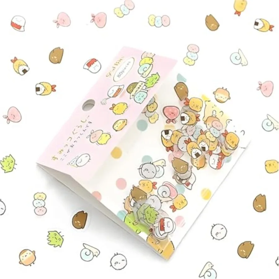 

80Pcs Japanese Stationery Stickers Assorted Adorable Cat and Bear Designs in Pastel Colors for Diaries Scrapbooking and Craftin