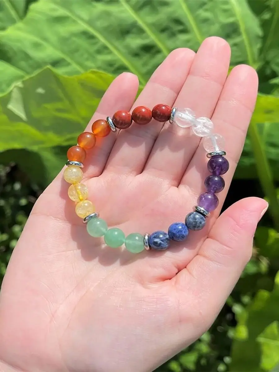 7 Chakra Bracelet: 8mm round stone chakra crystal, perfect for meditation, healing, reiki