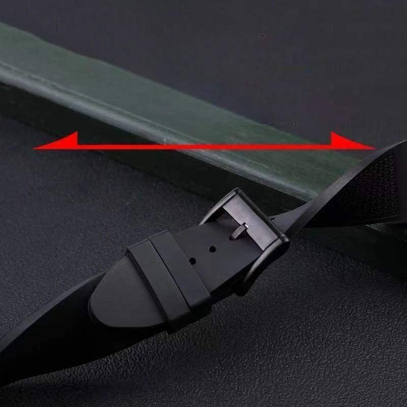 Para hamilton aventura série h24655331 elvis preto macio e confortável borracha de silicone preto substituição pulseira de relógio 25mm