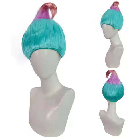 Green Pink Tip Mixed Color High Quality Synthetic Wig Fashion Personality Style Type Wig Funny Wig