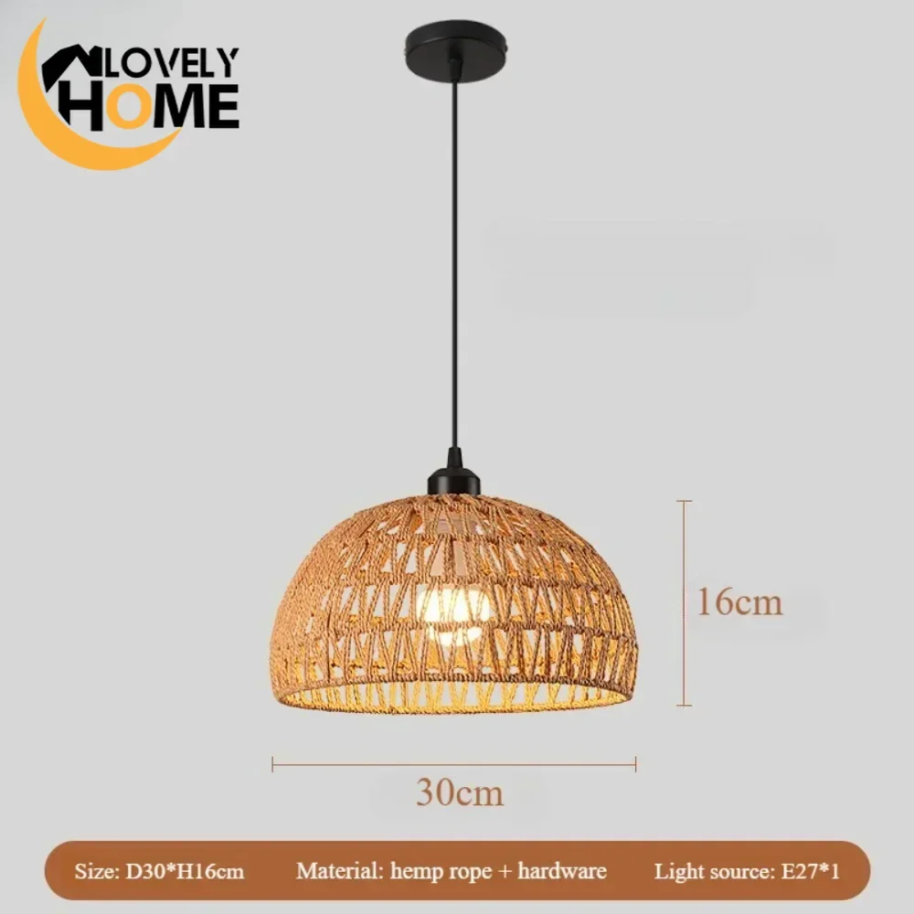 Creative Natural Rattan Pendant Lamps Hand Weaved Rattan Wicker Lampshade Hanging Chandeliers Home Decor Dining Room Living Room