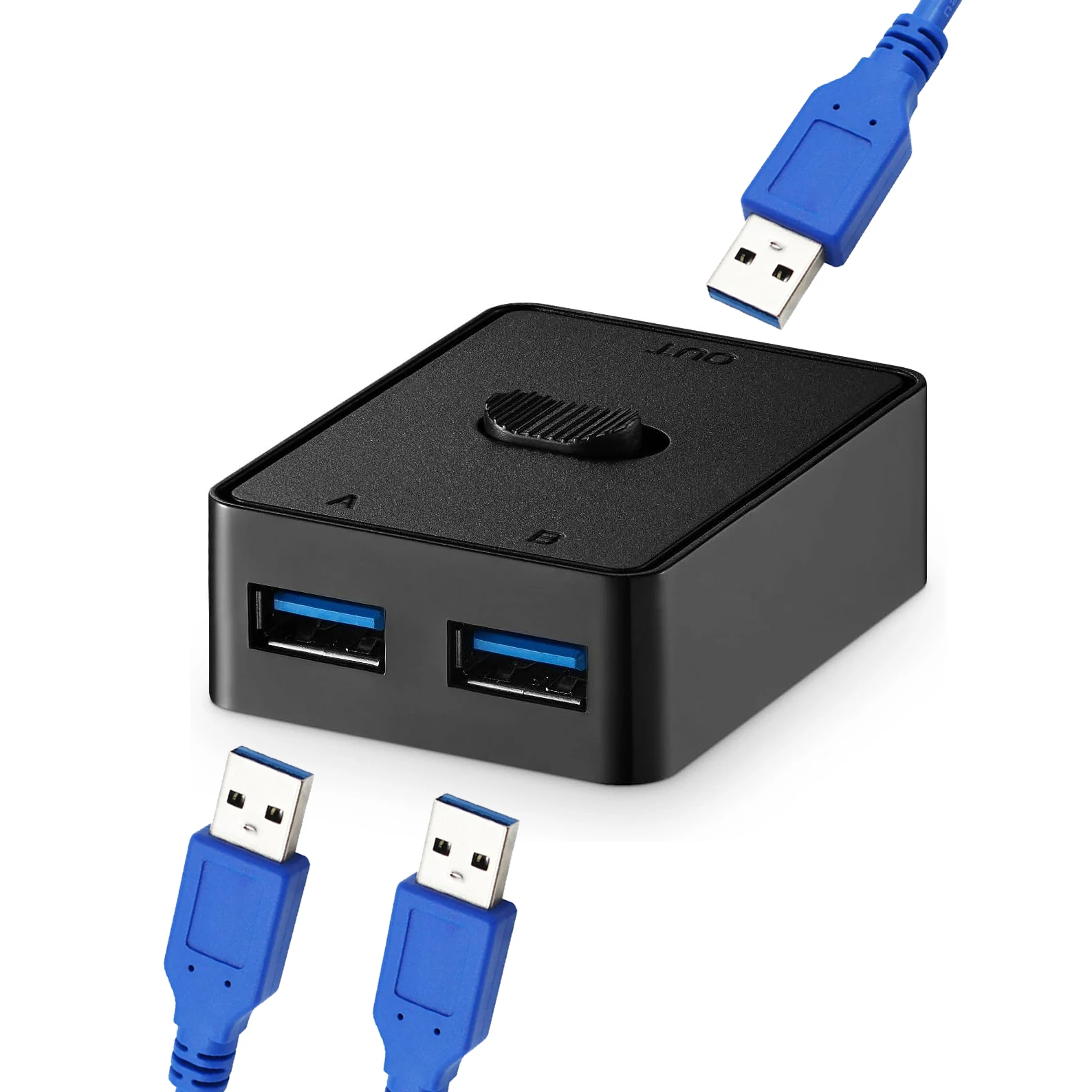 USB 3.0/2.0 Switch for 2 Computers Share Keyboard Mouse Scanner Printer, 2 in 1 Out/1 in 2 Out Bi-Directional USB Switcher Box