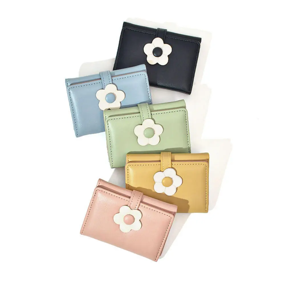 Women Wallet Short Small Three-fold Wallets Cute Flower Female Multi-card Card Holder Slim Coin Purse Lady Clutch Mini Money Bag