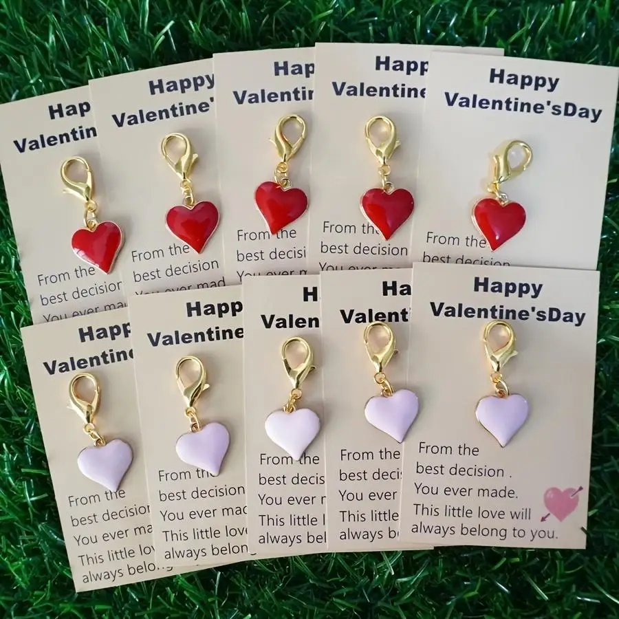 1/5/10/20/50/100pcs Gift for Her/Him , Heart Keychain] A  Heart Keychains - Mini Charm Keychains with 