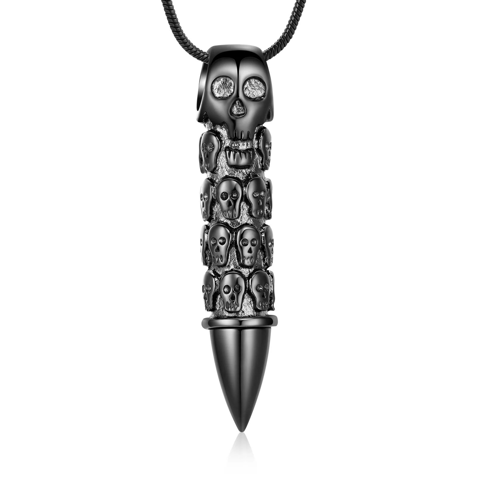 

Skull Bullet Cremation Jewelry for Ashes Stainless Steel Pendant Urn Necklace Gothic Punk Keepsake Human Pet Memorial for Men