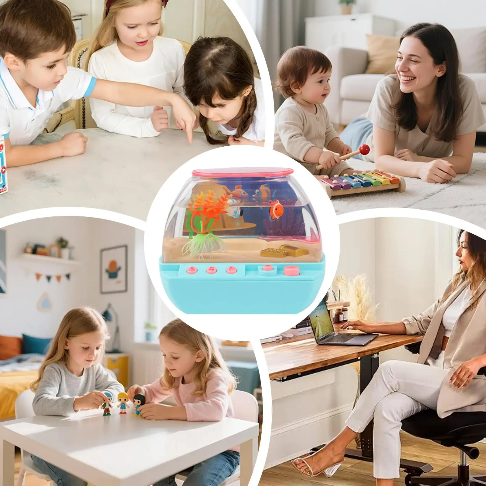 Toy Fish Tank Home Decoration With Music And Light Simulated Fish Tank Toys For Boys Girls Home Apartment Living Room Bedroom view 5
