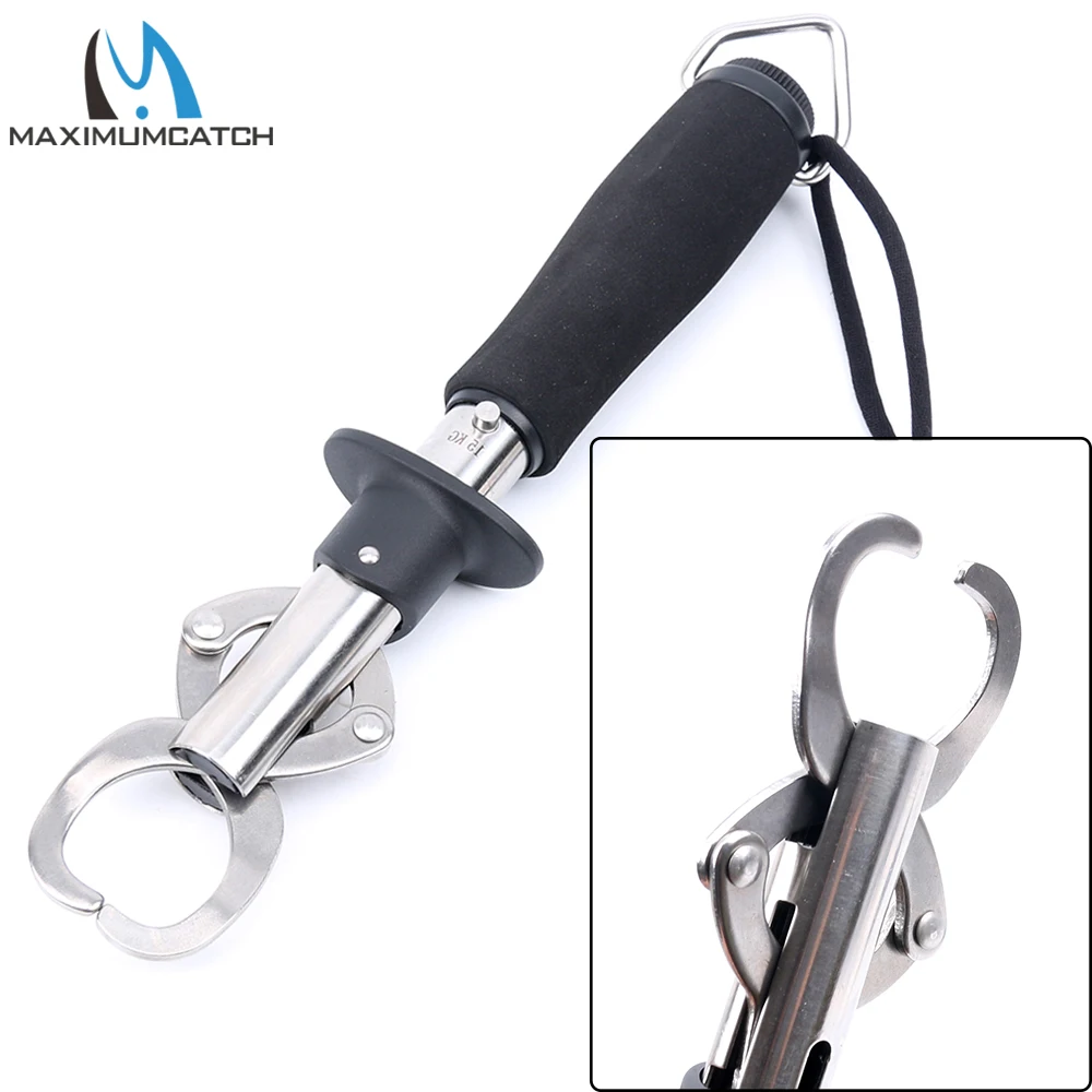 Maximumcatch 15KG Fish Lip Grip - Stainless Steel Trigger Lock Fishing Gripper with EVA Handle for Carp/Pike/Bass