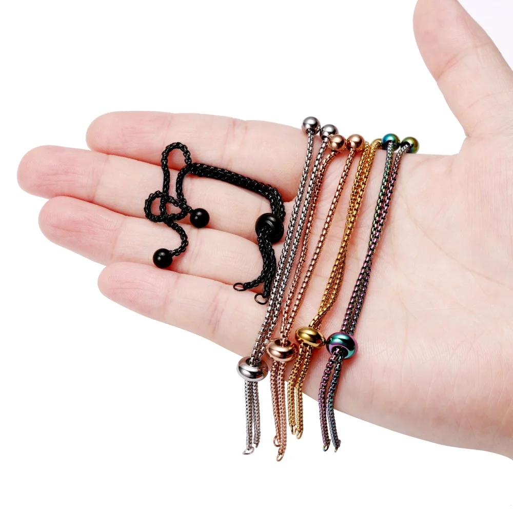 3-4pcs Stainless Steel Adjustable Slider Chain for Jewelry Making DIY Loops Connector Pendants Bracelets Chain Material Findings