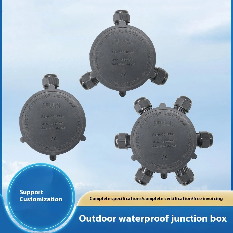 Outdoor IP68 Waterproof round Junction Box PC Material Waterproof Connector for Electrical Applications