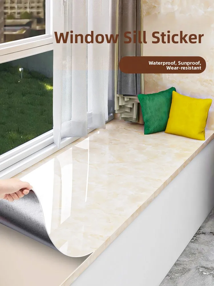 Marble Window  Sticker Thickened Waterproof Sun Protection Bedroom Window Sill Transformation Wall Paper Modern Simple Style