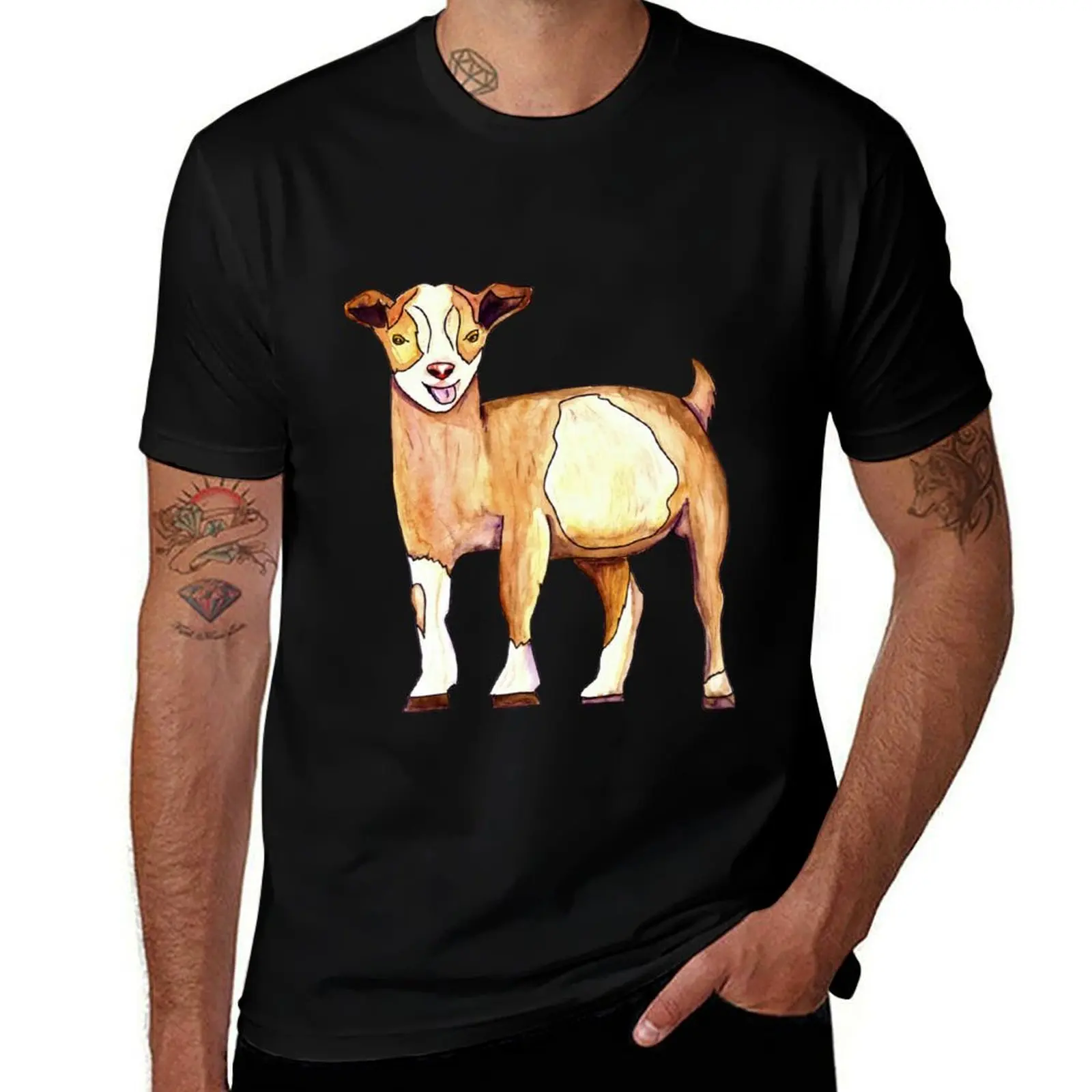 Alberto the colorful goat T-Shirt Casual Work Wear T-Shirt