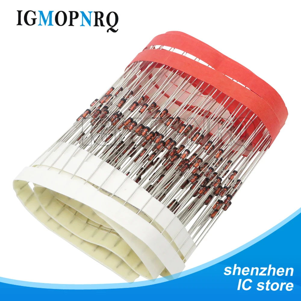 50pcs 1W Zener diode DO-41 2.7V-75V 3V 3V3 4V3 5V1 5V6 6V2 7V5 8V2 9V1 10V 11V 12V  15V 22V 27V 30V 1N4753 1N4755 1N4756 1N4761