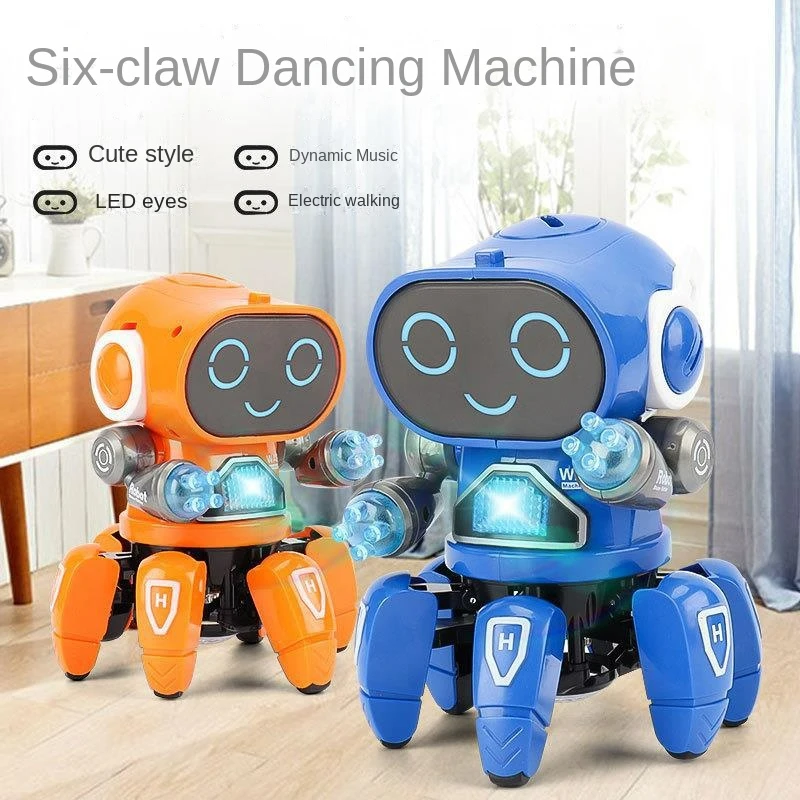 New Dancing Electric Hexapus Little 6 Robot Light Music Kids Boy Toys