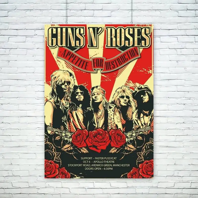 Vintage Rock Music Band G-Guns N Roses POSTER Wall Pictures For Living Room Fall Decor