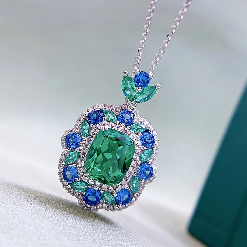 S925 Silver Secret Garden 9 * 11 imitation green tourmaline European and American style ins live broadcast sales