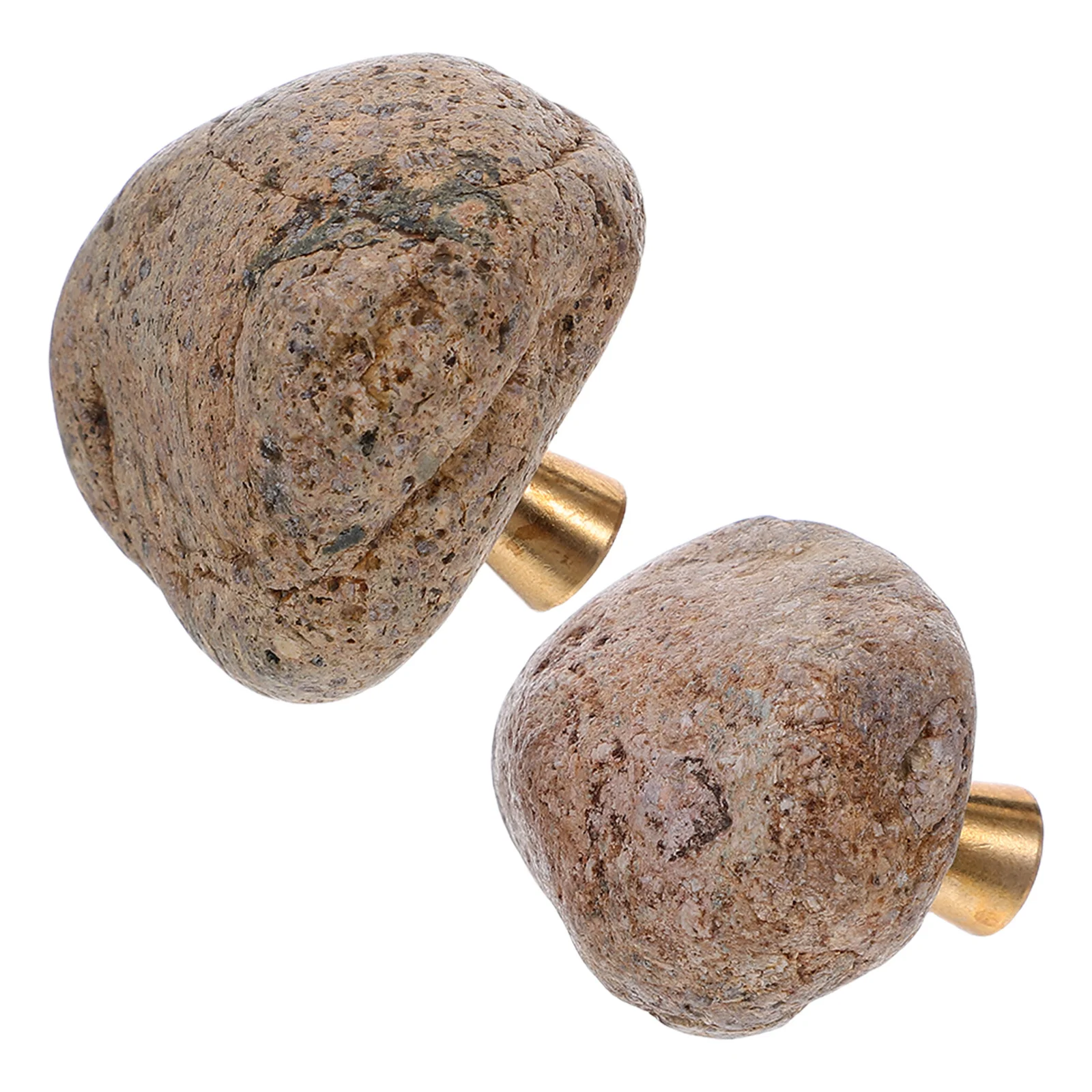 

2Pcs Goose Egg Stone Cabinet Knobs Irregular Rock Shape Decorative Drawer Pulls Brass Base Vintage Kitchen Cupboard Handle