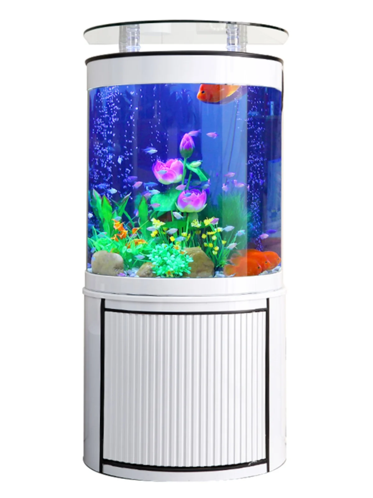 

Semi-circular fish tank aquarium against the bottom of wall filtering energy-saving bottom suction pump ecological landscaping