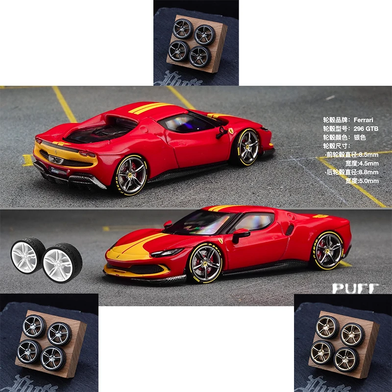 1/64 Model Modification Accessories Tire Front 8.5mm, Rear 8.8mm, Rubber Tire Suitable for Static Models 1:64