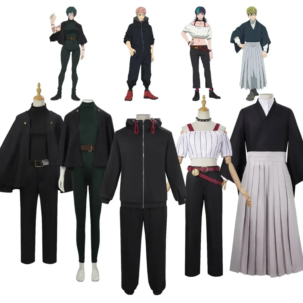 Conjunto completo de disfraz de Anime JJK Itadori Yuji, disfraz de kimono Deme Recursion para hombres y mujeres, actuación en escenario de Carnaval de Halloween