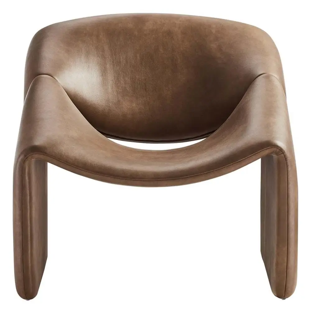 Fabric Accent Chair, Vegan Leather, Dense Foam, Metal Frame, Brown, Floor Glides, Assembled,  & Office, Customized