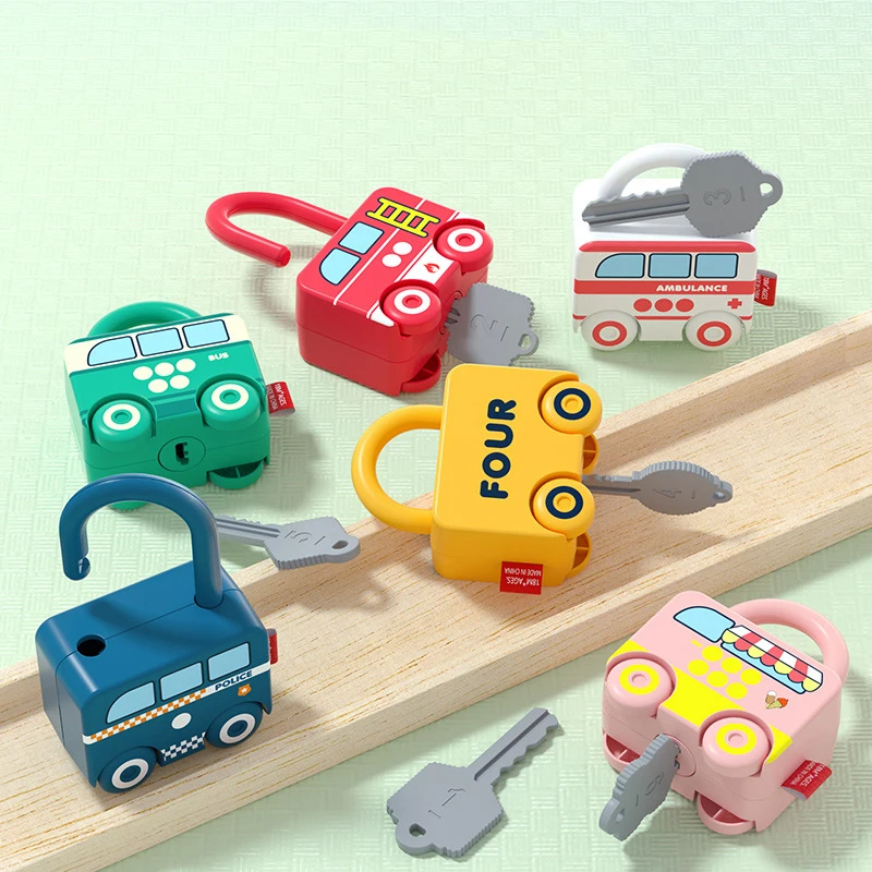 Baby Learning Lock with Key Car Games Montessori Educational Toy Number Matching Lock Toys Sensory Toys For Kids 1 2 3 Years