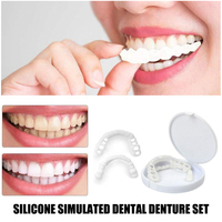 Perfect Fit Teeth Whitening Fake Tooth Cover Snap Cap Silicone Upper/Lower Jaw Denture False Teeth Veneer Regain Confident Smile