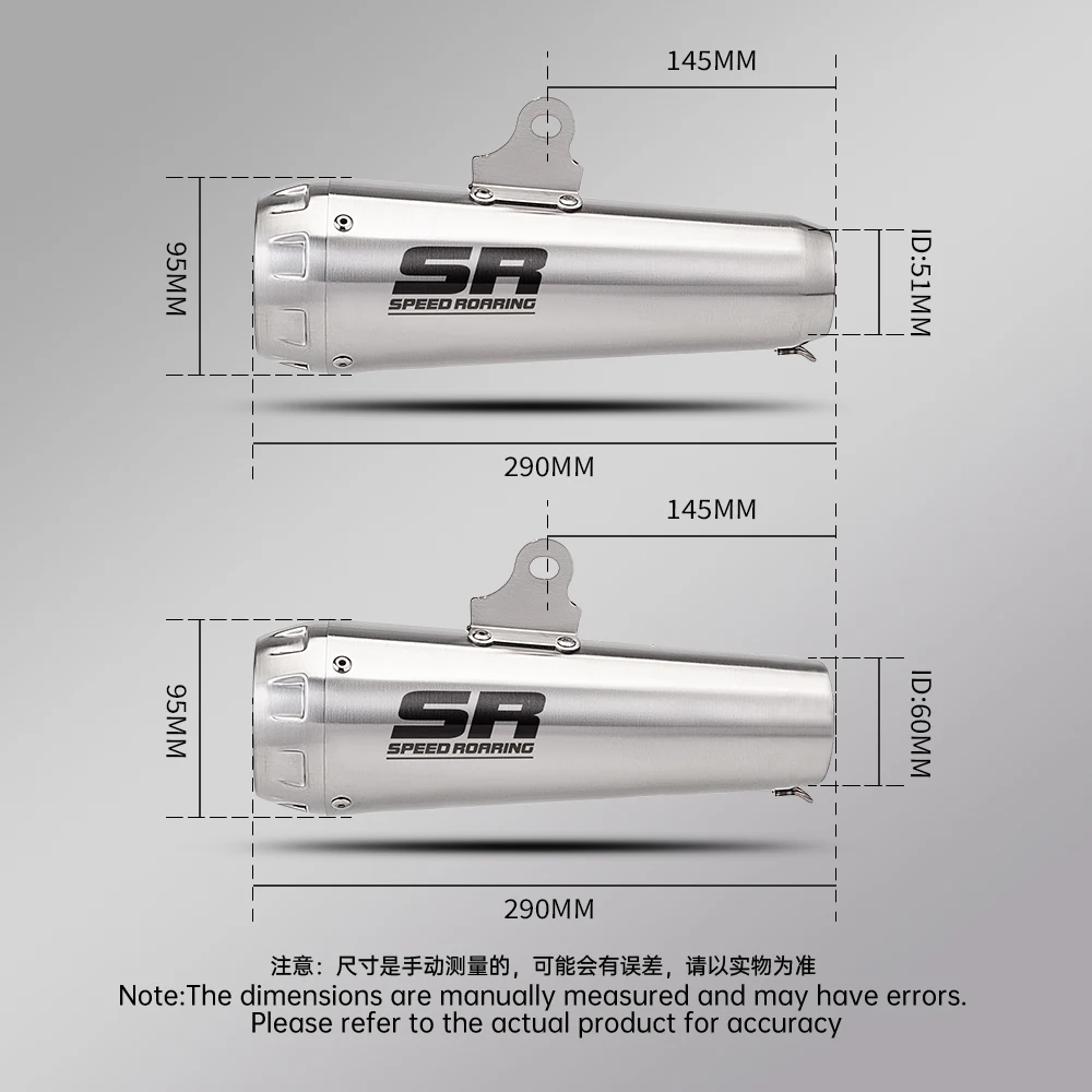 

51mm and 60mm Motorcycle Exhaust Muffler Escape Moto Modified With DB Killer For GSX8S CB400F MT03 NINJA400 R3 XSR155 R7 NMAX