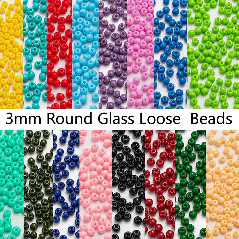 TAO Beads  Multiple Colors The Glossy  3MM  Round   Glass Loose  Beads For DIYBeading, Handmade Jewelry Making Weave