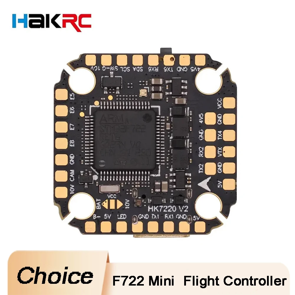 

Мини-контроллер полета HAKRC F722 V2 5 В/10 В, двойной барометр BEC, двойной гироскоп 20x20 мм 2-6S, подходит для RC FPV, дрона для фристайла