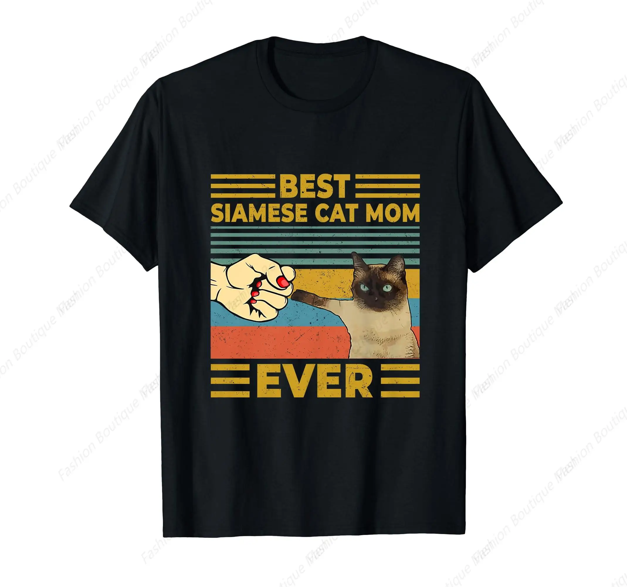 Best Siamese Cat Mom Ever Retro Vintage Siamese Cat T-Shirt Casual Short Sleeve Personalized Top