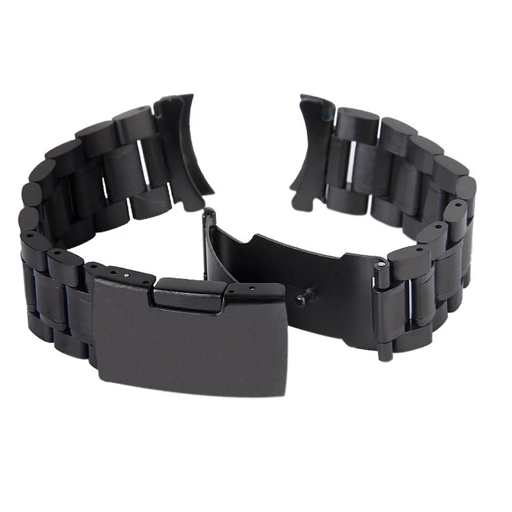

Stainless Steel Watch Band 22Mm Black Solid Link Bracelet Curved Lug End with Push Button Clasp Comfortable Fit Replacement